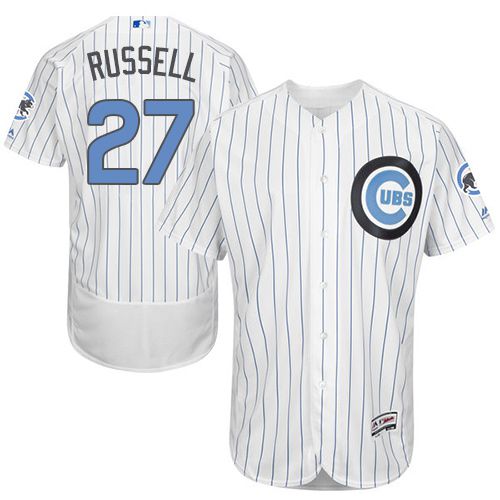 Cubs #27 Addison Russell White(Blue Strip) Flexbase Authentic Collection Father's Day Stitched MLB Jersey